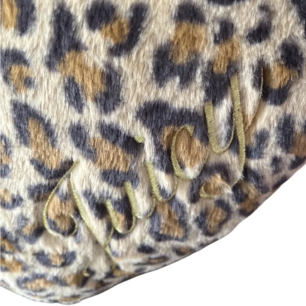 Juicy Couture Plush Faux Fur Heart Leopard/Cheetah Throw Pillow